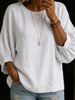 New 2026 Women's Casual Cotton Linen Top Loose round Neck Nine Sleeve Shirt Comfortable Linen Blend Fashionable Women's Clothing_ecoleips.com