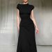 Women's sexy waist twisted slit short sleeve dress_ecoleips.com
