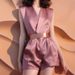 Summer Pink Satin Jumpsuit Shorts Suit Women Unique Super Good Looking Qianjinfeng One Piece Jumpsuit_ecoleips.com
