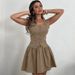 Women's Clothing Summer New Fashion Sleeveless Vest Top Short Skirt Two Piece Set Pure Cotton Slim Khaki Ladies Suit_ecoleips.com