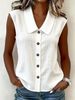 Summer Women's Solid Color V Neck Camisole Knitted Button Vest Fashion American Style New_ecoleips.com