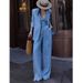 girl 2025 Spring And Autumn New Old Money Style Fashion Linen Blue Suit Vest For Women With Wide-Leg Pants Professional_ecoleips.com