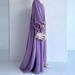 Middle Eastern Abaya Set Dress Muslim Women's Clothing With Tie-Waist Loose-Fitting Long Robe_ecoleips.com