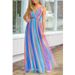 Spring/Summer Sexy Deep V Neck Rainbow Chiffon Camisole Dress for Women European American Cross Border Trade New Arrival 2025_ecoleips.com