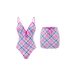 Trendy Checkered One-Piece Swimsuit – Modest Flounce Skirt Bikini For Women (Summer Edition)_ecoleips.com