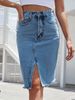 Women's Clothing Simple Denim Skirt Fashionable Hip Wrapped Slit Skirt_ecoleips.com