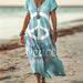 Women's Clothing Fashion Print Loose Beach Holiday Style Dress_ecoleips.com