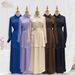 Modest Long Sleeve Top & Maxi Skirt Set – Elegant Tie-Waist Office Outfit For Women, Breathable Poly-Cotton Blend_ecoleips.com