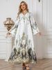 Cross-Border Muslim Robe Printed Beaded Long Dress, Abayas Rhinestone Elegant Style, Women's Fashionable Long Skirt Dress_ecoleips.com