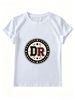 Women Summer Crew Neck Short Sleeve T-Shirt, Vintage Circular DR Baseball Star Lightning Badge Graphic Casual White Loose Sport Streetwear Tee Top_ecoleips.com