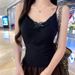Bow-tie Pure-desire Hot Girl Outerwear Thin Camisole, New Autumn-winter Lace Trim Top For Inner And Outer Wear,_ecoleips.com