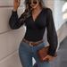 European And American Cross-border 2026 Spring New Women's Chiffon Spliced Solid Color Knitted Deep V-neck_ecoleips.com