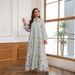 Women's Clothing Middle East Saudi Arabia Muslim Robe Flower Print Beaded Arabic Dress Abaya_ecoleips.com