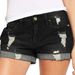 2025s Elastic Ripped Cuffed Denim Shorts For Women_ecoleips.com