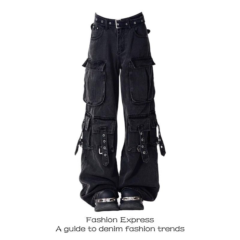 Women's Straight Leg Wide Leg Jeans American Retro High Street Workwear Casual Pants Fashionable Trendy Trousers 2024_ecoleips.com