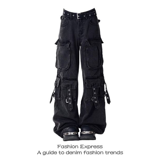 Women's Straight Leg Wide Leg Jeans American Retro High Street Workwear Casual Pants Fashionable Trendy Trousers 2024_ecoleips.com
