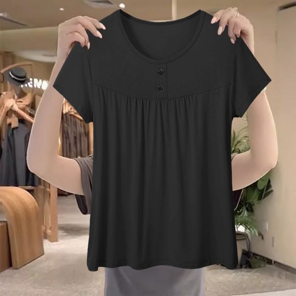 This Summer's Versatile, Stylish, And Age-Reducing Top Features A Buttoned Design With Short Sleeves And A Loose Fit, Pe_ecoleips.com