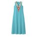 2024 Women's New Casual Bohemian Sexy Sleeveless Deep V-Neck Side Split Dress_ecoleips.com