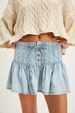 Women's Clothing Spring New High Waist A Line Casual Versatile Retro Denim Pleated Short Skirt_ecoleips.com