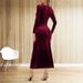 Autumn And Winter Women's Clothing, Velvet V-neck Pleated Hip Skirt, Elegant Fishtail Slim-fitting Dress, Evening Dress._ecoleips.com