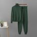 Women's Knitted Set Turtleneck Sweater And High-Waisted Loose Pants Casual Sportswear_ecoleips.com