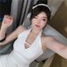 Sexy Women Halter Backless Slim V-neck Wrap White Party Night Mini Dress_ecoleips.com