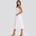 Elegant White Lace Camisole Dress With Floral Embroidery - French Style Midi Dress For Women, Summer Fashion, Slim Fit, V-Neck, Backless Design_ecoleips.com
