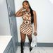 5551 Women's Fashion Slightly Slit Two-Piece Checkered Vest Short Skirt Set_ecoleips.com