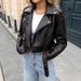 Biker Chic PU Jacket – Cropped Faux Leather Moto Coat With Asymmetric Zip & Lapel Collar (S-5XL, Wrinkle-Free, Black, Streetwear Essential For Women)_ecoleips.com
