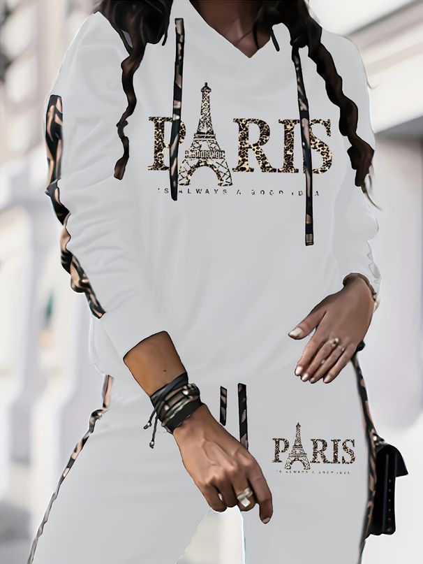 Women's Roman Style Hooded Tracksuit Early Autumn Fashion Print Design_ecoleips.com
