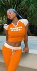 Women's Clothing Fashion Sexy Hot Girl Letter Patch Short Sleeved V Neck Navel Baring Sports Short Sleeved Street Wear Trousers Suit_ecoleips.com