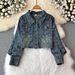 Retro Hong Kong Style Denim Shorts & Printed Jacket Set – Vintage-Inspired 2-Piece Outfit For Women (S-L)_ecoleips.com