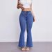 Women's Slimming High Elasticity Jeans mid Waist Flared Pants European American Style Fashionable Versatile Solid Color Cotton Denim_ecoleips.com