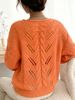 Women Lightweight Breathable Thin Hollow Cable Knit Sweater, Boat Neck Drop Shoulder Long Sleeve Openwork Loose Casual Daily Knitted Top_ecoleips.com