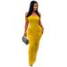 Women's Sexy Strapless Pleated Bodycon Dress Solid Color Cross Border Fashion for European And American Markets_ecoleips.com