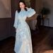Women's Clothing High End Design Rhinestone Stitching Dress Sexy Organza Dress_ecoleips.com