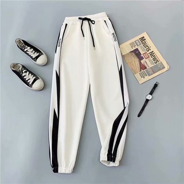 Women's Thin Sports Spring And Autumn 2025, New Large Size For Plus-size Women, Loose Fit, Cuffed Straight-leg,_ecoleips.com