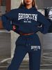 Women's Autumn And Winter Fashionable Casual Letter Pattern Printed Thick And Plush Warm Hooded Sweatshirt+sports Pants Set-787_ecoleips.com