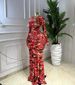 Spot European And American Dresses 2026 Spring INS Temperament Pleated Ribbon Round Neck Long Sleeved Printed Slim Fit Dress Long Skirt_ecoleips.com