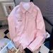 Women's Embroidered Striped Shirt Jacket Loose Casual Cardigan Top Layered Early Autumn Spring Wear Sun Protection Outerwear_ecoleips.com