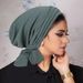 Women's Clothing Solid Color Threaded Four Strips Long Tail Headband Cap Chemotherapy Hat Women's Two Strips Long Tail Hat_ecoleips.com