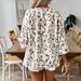 Women's Fashionable Elegant Leopard Print V Neck Casual Slim Fit Shirt Spring/Summer European American Style Commuter Top_ecoleips.com
