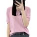 2026 New Summer V-neck Ice Silk Short-sleeved Knitted Sweater Women's Loose Thin Ice Silk T-shirt Women's Top Wholesale_ecoleips.com