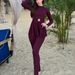 European Style Long Sleeve One-Piece Swimsuit For Women - Conservative Waist-Cinched Design With Side Split_ecoleips.com