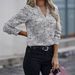 Women's Clothing Retro-Inspired Office Shirt | Black & White Geometric Print – Timeless Elegance Meets Modern Professionalism_ecoleips.com