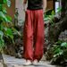 Johnature Women Vintage Solid Color Long Pants Linen Elastic Wasit 2025 Spring New Trouser Pockets Loose Women Straight Pants_ecoleips.com