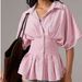 Waist-Cinching Striped Blouse With Pleated Detail – Slim-Fit Long Sleeve Shirt For Women (Blue/Black/Red/Pink/Yellow, S-Xl)_ecoleips.com