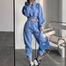 Cropped Hoodie & Jogger Set – Oversized Streetwear Two-Piece (Long Sleeve, High Waist, Kangaroo Pocket, Grey/Blue/Brown, S/M/L)_ecoleips.com