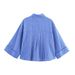 Women's Vintage-Inspired Linen-Blend Striped Shirt Relaxed Fit Long Sleeve Top Blue Stripe Xs - L_ecoleips.com
