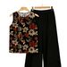 Women's Fashion Print Two Piece Set Sleeveless Irregular Vest And Pants Cross Border Style New in Stock_ecoleips.com